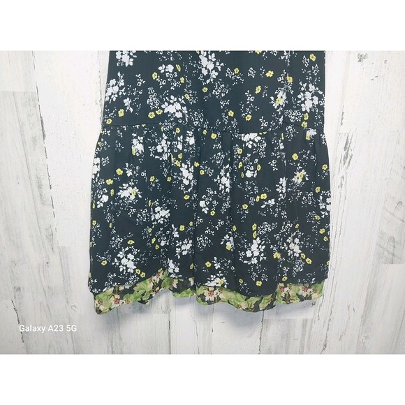 Vera Wang Princess- Junior's Black and Yellow Floral Strappy Dress- Small - Picture 2 of 7